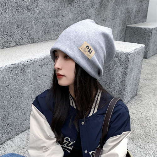 Hats for women in autumn and winter knitted Internet celebrity pile hat Korean style woolen hat with big head circumference and small face Japanese style pullover cold hat