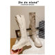 plus size Widened Tube But Knee Long Boots High Tube Flat Bottom 2020 New Lace-up Rider Boots Children chubby girl Plus Tube