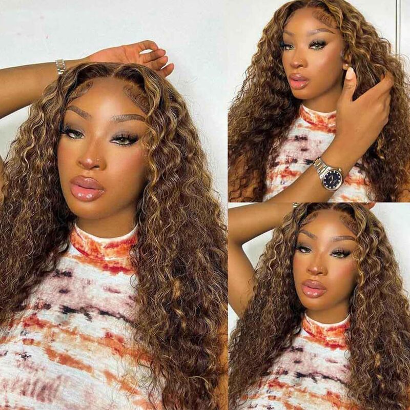 Cross-Border Hot Selling Wig Piano Color African Small Curly Front Lace Wig Chemical Fiber Full Headgear Manufacturer