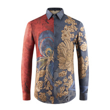 新款跨境欧美风格3D数码印花男式开衫长袖潮流衬衫大码男装集合版