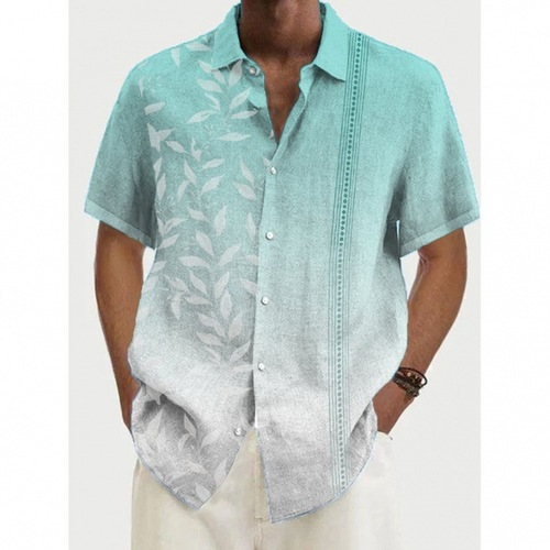 Summer Men's Fashion Trend Hawaiian Short Sleeve Shirt Shimmering Gradient 3D Digital Printing Shirt
