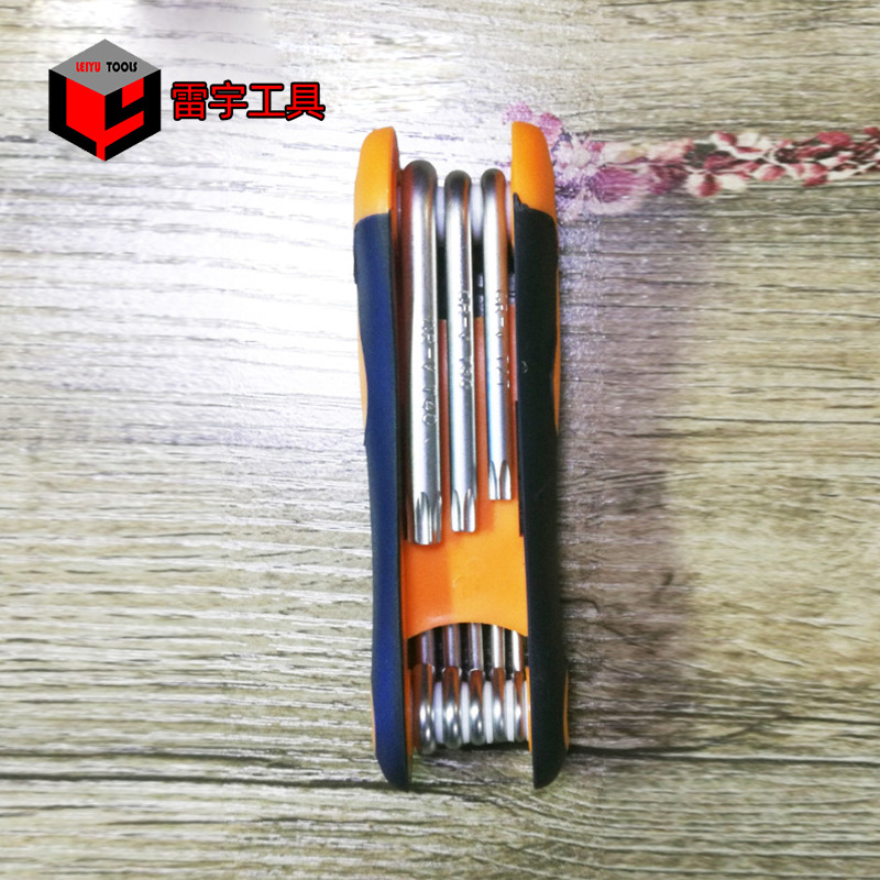 工厂直供折叠8PC合金钢米字内六角扳手镀铬