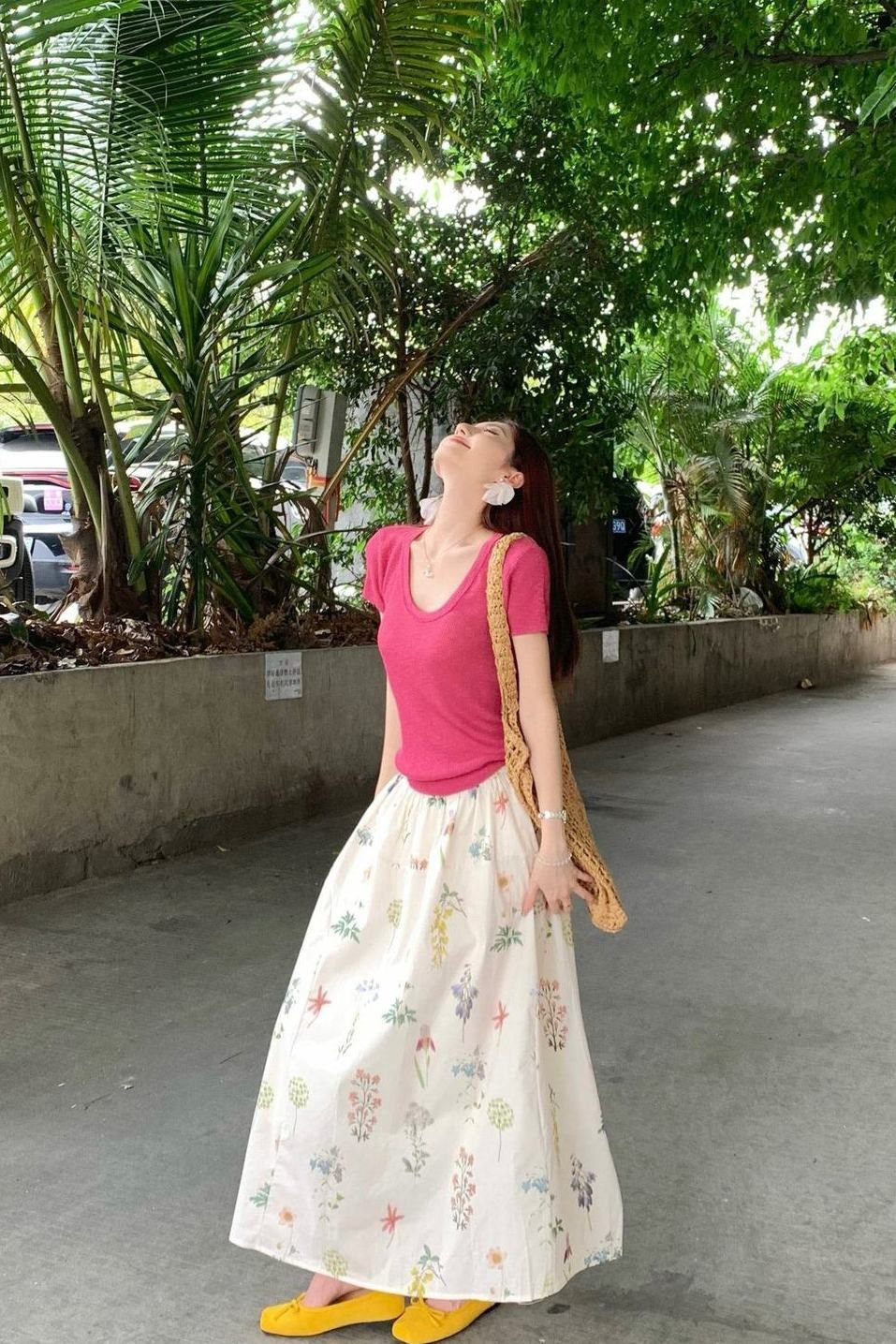 Áo thun nữ cổ tròn tay ngắn dệt kim phong cách Hàn Quốc dáng ngắn ôm sát — xanh lam, màu hồng, màu tím, màu hồng đậm chi tiết 1