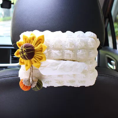 Car tissue box/set – tissue hanging bag for women - sunflower