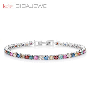 GIGAJEWE 925 silver 3.5-4.6 carat color moissanite tennis bracelet engagement bracelet