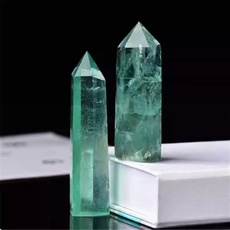 天然緑蛍石六角柱置物蛍石原石単尖杯柱鉱物結晶置物水晶家庭装飾|undefined