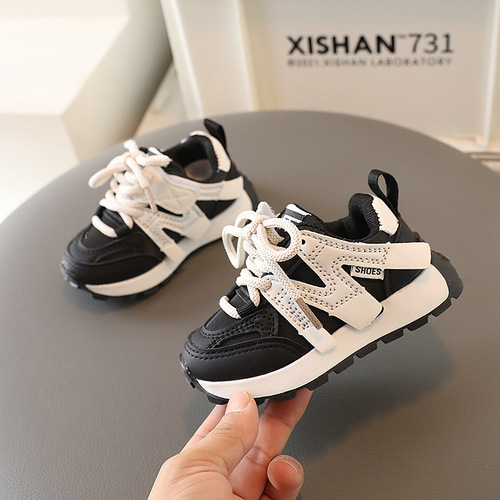 Children's Fashion Sneakers Casual Spring and Autumn New Breathable Sports Shoes for 1-3-5 Years Old 6 Baby Shoes Soft Sole Leather Surface Model
