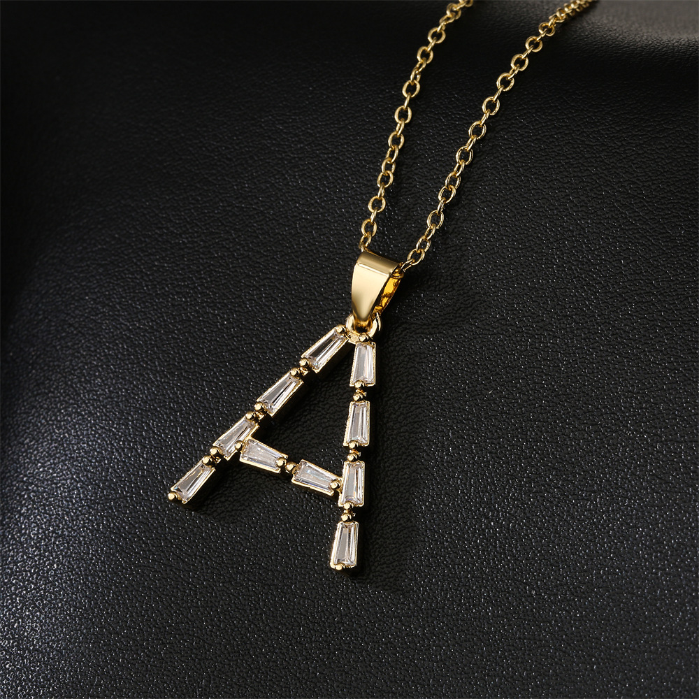 Fashion Letter Copper Inlay Rhinestones Pendant Necklace 1 Piece
