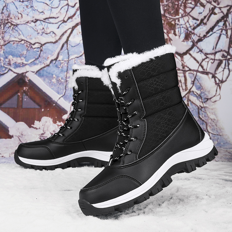 2025 otoño y invierno nuevas botas de nieve transfronterizas botas de algodón del noreste de la mujer botas de comercio exterior cómodas y cálidas