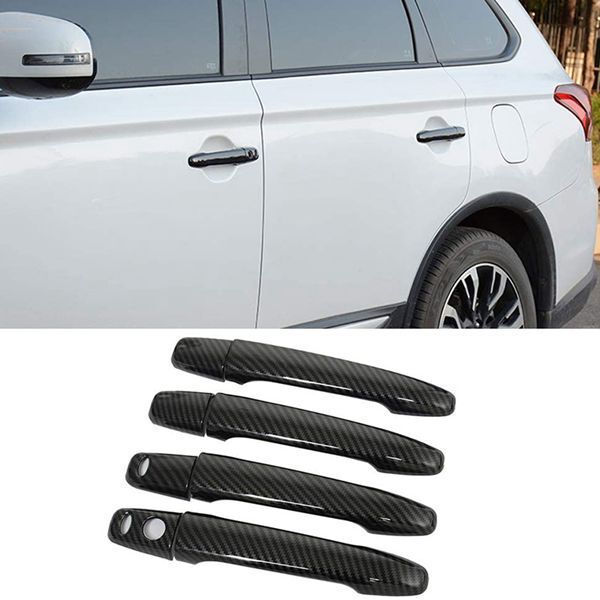 1 set of carbon fiber color ABS smart exterior door handle covers, car exterior accessories, suitable for 1 set of carbon fiber color ABS smart exterior door handle covers, car exterior accessories, suitable for