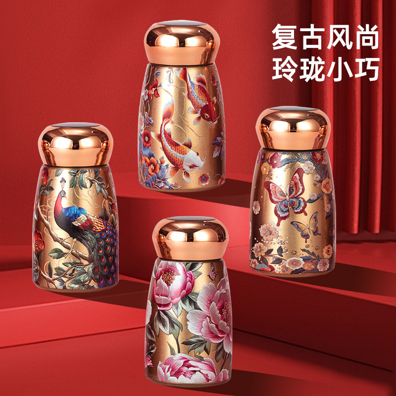 迷你蘑菇杯智能显温口袋杯女生高颜值国风水杯便携小巧随手保温杯|undefined