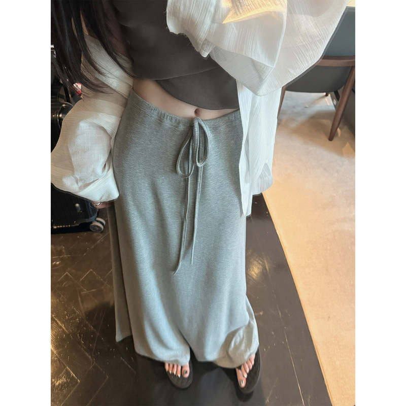 Here Yaya Shop Lazy Limited Edition Minimalist Style Draped Masked Paper Figure Half Skirt # 4628J