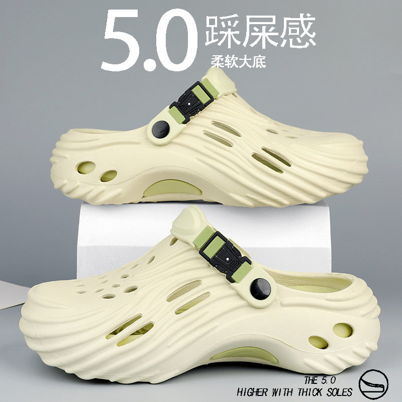 Dép sandal nam lỗ thoáng đế dày EVA chống trượt, đi biển và lái xe — Màu nâu kaki, Xanh nhạt, Đen xám