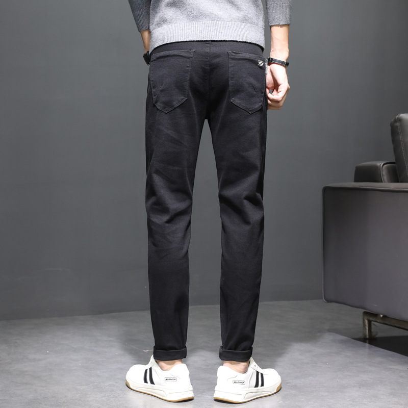 Four Seasons empuje principal TikTok pantalones vaqueros elásticos de los hombres populares jóvenes estilo coreano SLIM-Fit adelgazamiento gato barba caballo Pantalones
