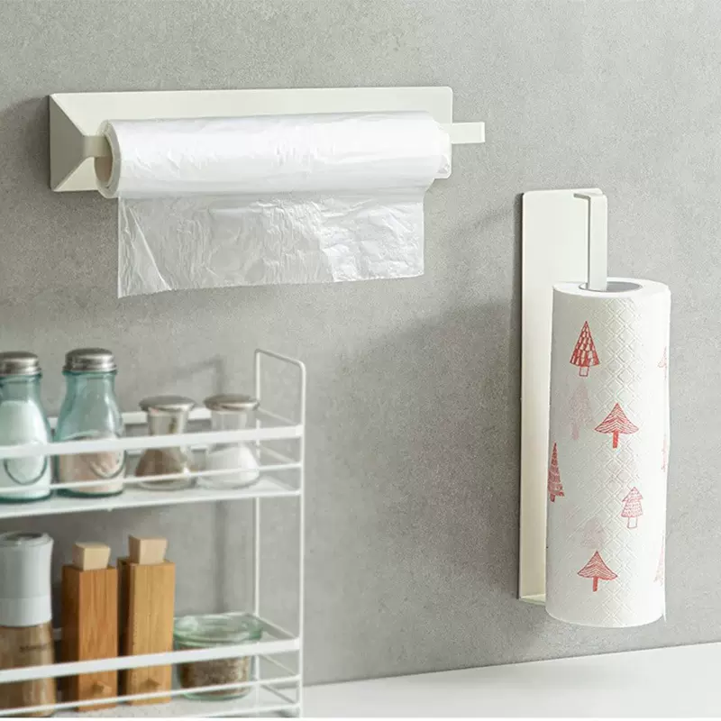 厨房纸巾架免打孔卷纸架保鲜膜保鲜袋 卫浴毛巾收纳挂架 3M粘胶