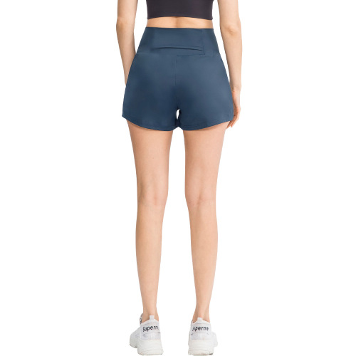 Women's Loose Tennis Running Shorts Fake Two-Piece Anti-Exposed Ice Feel Nylon Yoga Fitness Pants 02414