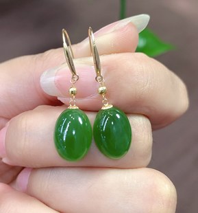 Tianyuan Jasper Egg Ear Drop Ear Hook Earrings 18k Gold Women's Jewelry Accessories Commuting Fashion Suit Simple