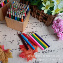 原木3.5英寸彩色铅笔酒店笔8.5高尔夫笔儿童创意卡通短款彩铅批发
