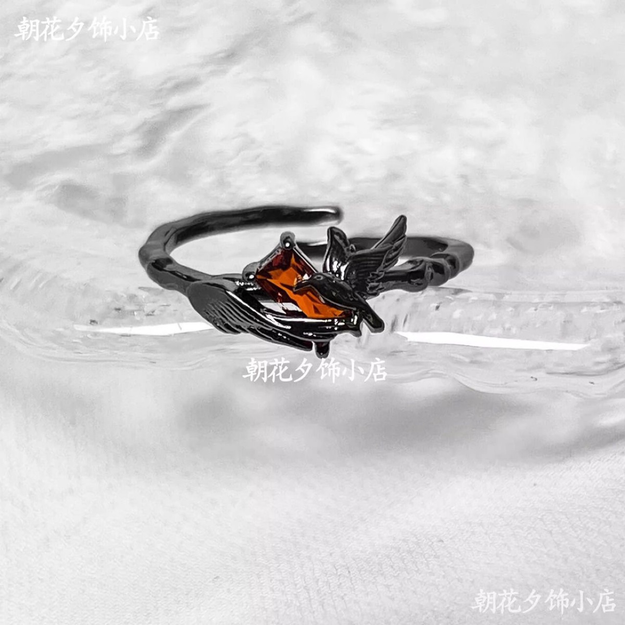 个性暗黑乌鸦戒指甜酷风高级感小众食指戒恋与深空秦彻指环女