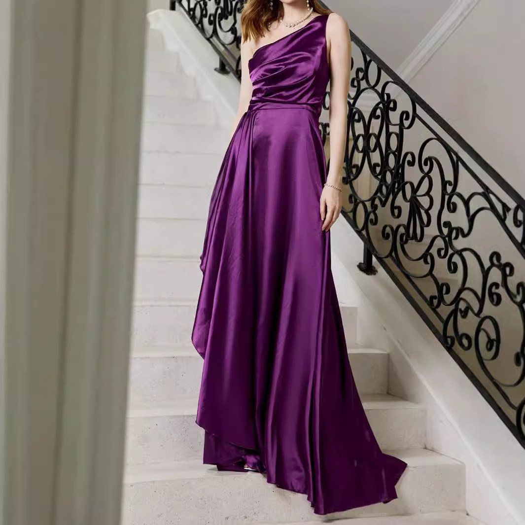 Comercio exterior europeo y americano nueva ropa de mujer Amazon Sling boda dama de honor vestido banquete fiesta vestido de noche vestido largo puro image 3