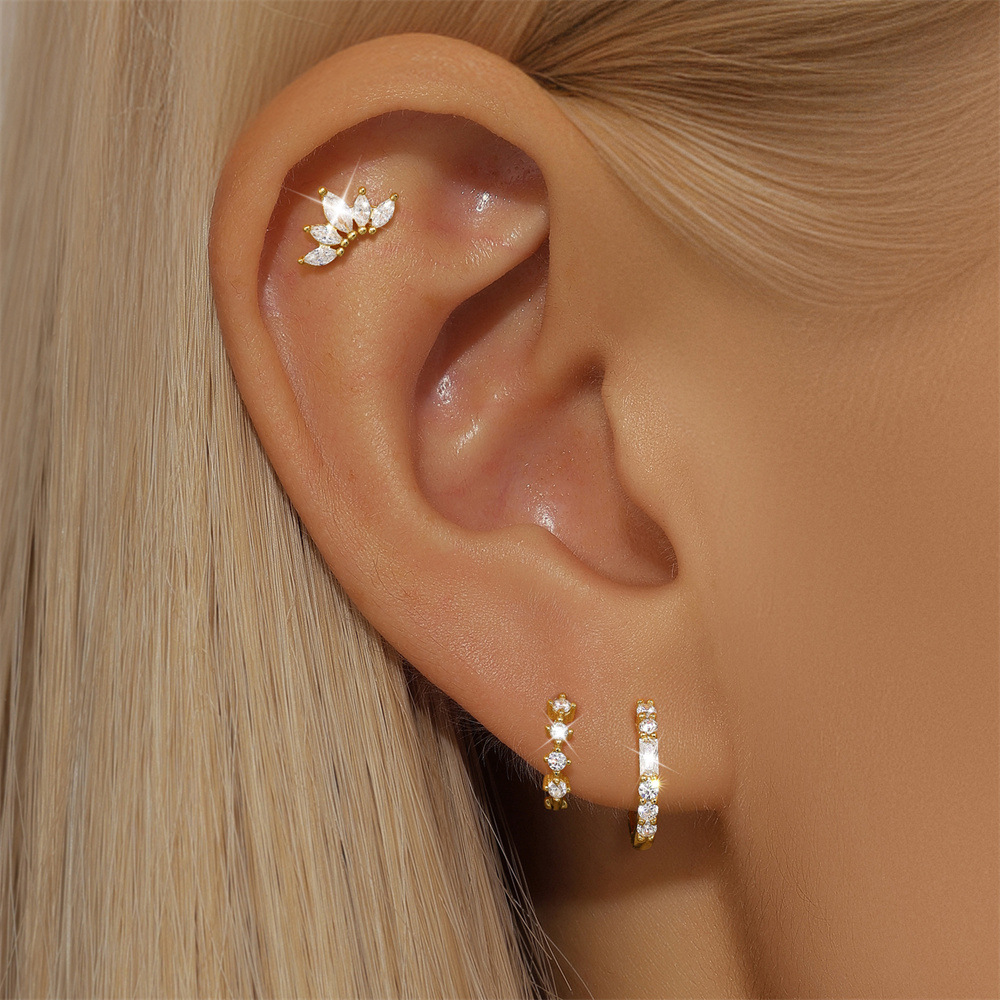 5g Weight 925 Sterling Silver Ear Needle Material Zircon Inlay Material Drop Earrings, Earrings, Ear Studs Classification 3 Pieces Set Quantity Holiday, Daily Occasion 925 Sterling Silver Material Geometric Pattern Women's Gender Inlay Design Simple Style, Shiny Style 3 Pieces Set 925 Sterling Silver Zircon Geometric Drop Earrings Earrings Ear Studs 9