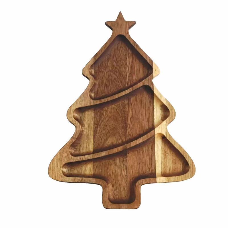 Cross-Border Wooden Christmas Tray Christmas Tree Shape Festive Atmosphere Party Dessert Fruit Snack Decoration Tray