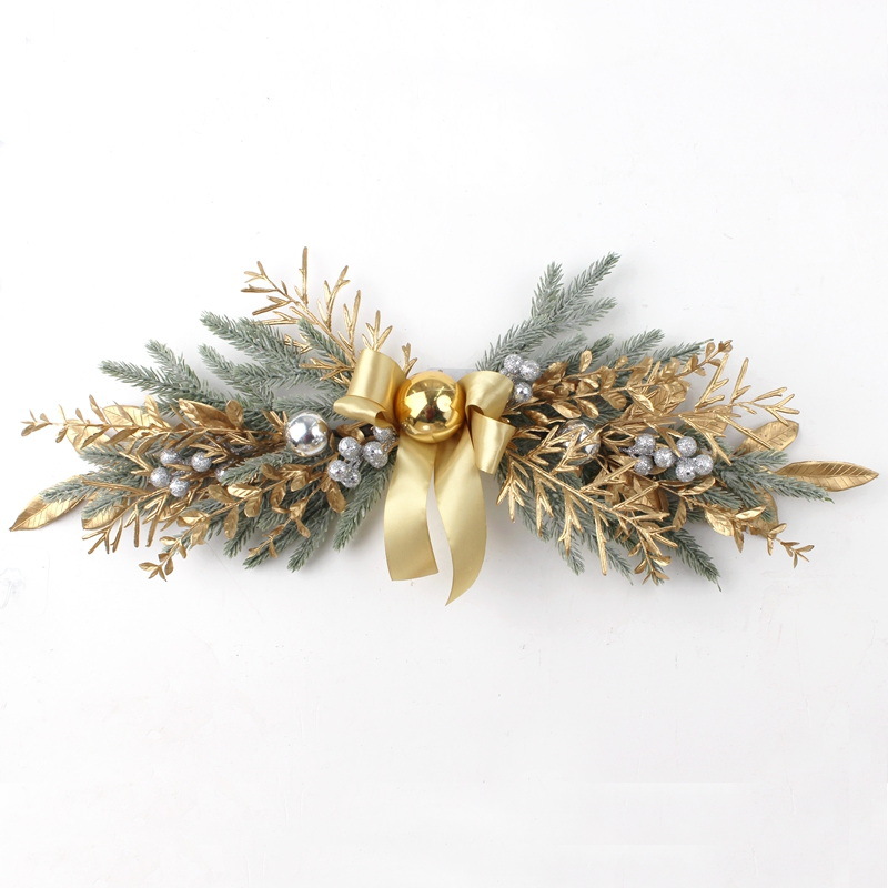 Transfronterizo nórdico nueva nieve de Navidad puerta de oro colgando guirnalda de Navidad ratán puerta colgando traje decoraciones de Navidad