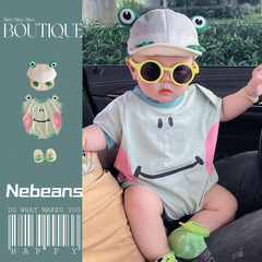 3-6-9-12男女寶寶三角包屁衣可愛青蛙棉質柔軟透氣夏天哈衣爬爬服