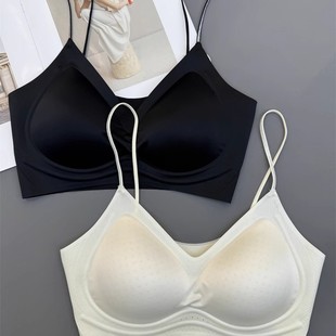 Original Summer Ice Silk Beautiful Back Tube Top Small Breast Push-Up Fixed Cup Intimates Women's One-Piece Anti-Exposure Lifting Wrap Bra