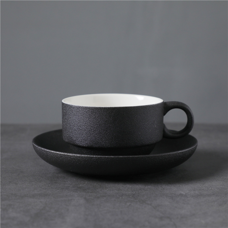 Estilo japonés vintage de cerámica taza de café y platillo traje creativo regalo taza de té de la tarde taza de café de gres
