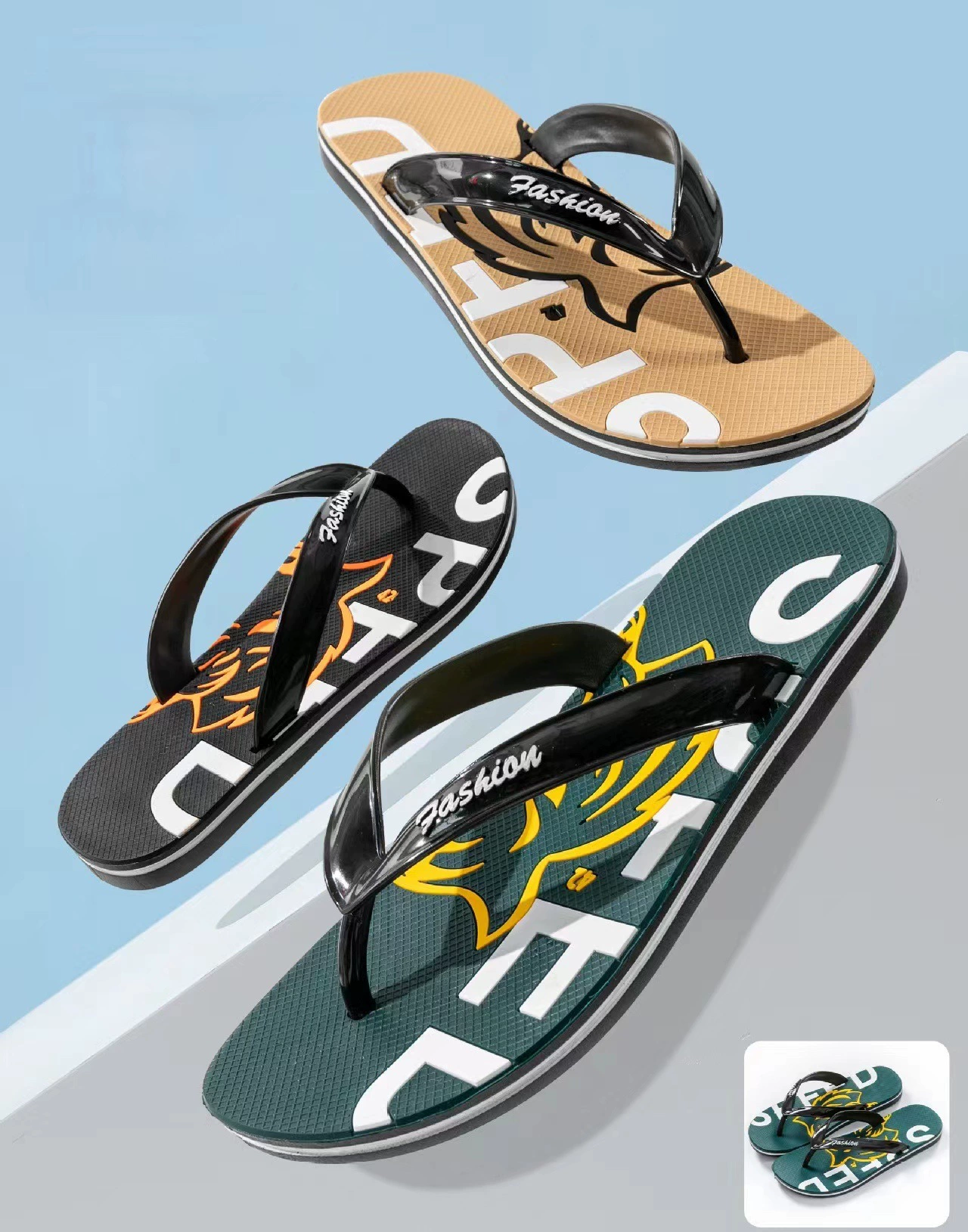 Летние мужские шлепанцы Модные интернет-красные пляжные тапочки Домашние тапочки Студенческие шлепанцы Вьетнамки оптом для мужчин