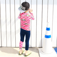 Korean children's swimsuit for boys, middle-sized, long-sleeved, long pants, separate, sun protection, quick-drying, student large size, diving suit for boys