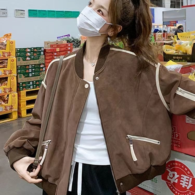 设计感小众高级感小个子咖色棒球服女2025春爆款超好看夹克外套ch|undefined