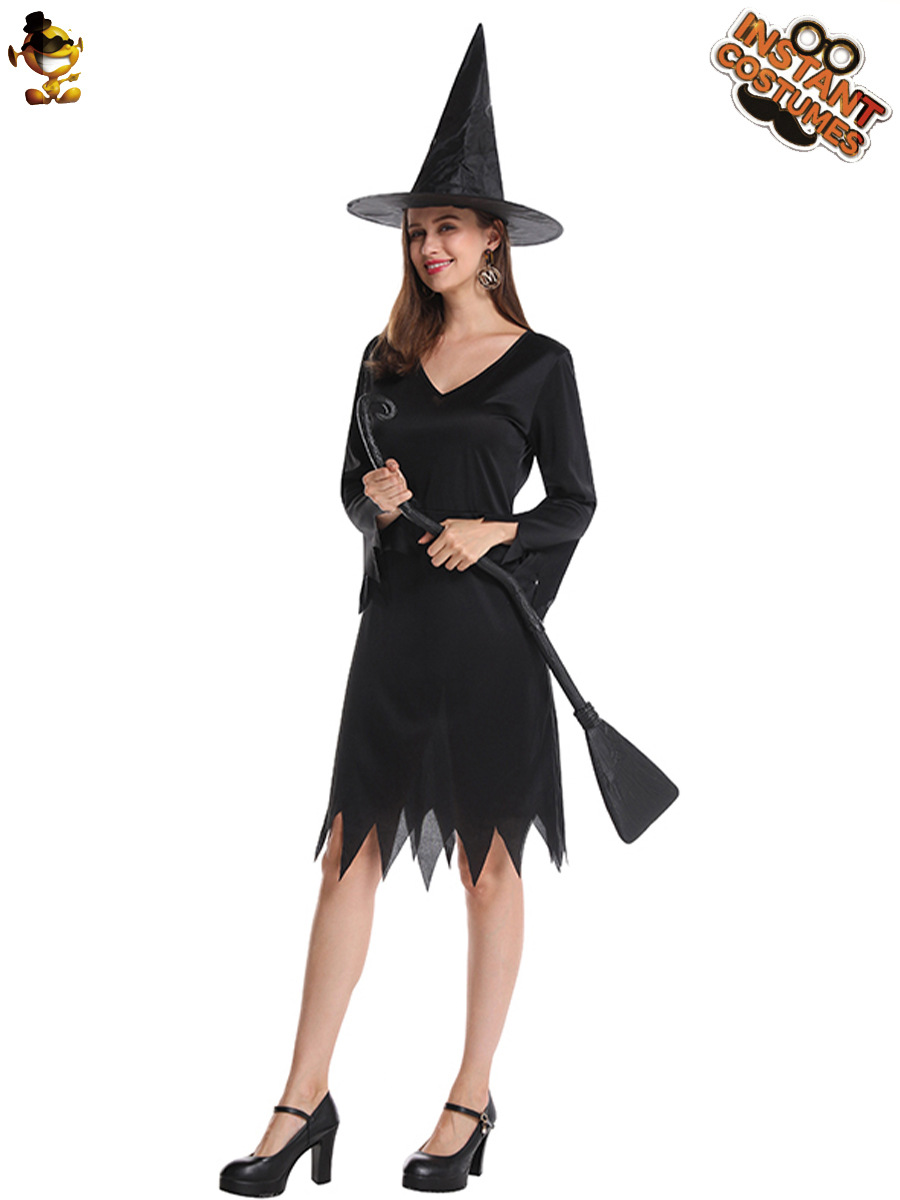 Halloween Big Girl traje de bruja negro cos magia bruja juego de rol etapa traje de rendimiento traje de fiesta
