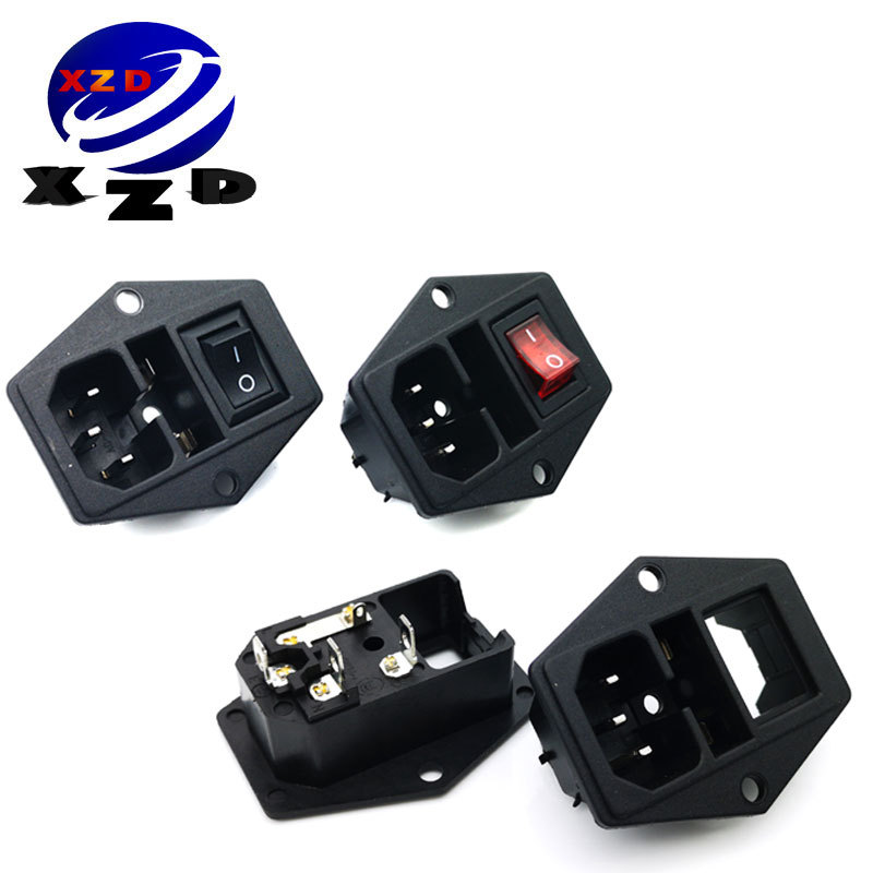 AC-01A 品字带保险开关三合一插座 ac电源插座 带螺丝孔 设备AC