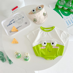 Avocado Green Frog Shaped Hoodie for 0-2 Year Old Babies - Summer Loose Trendy Pack N Play Suit