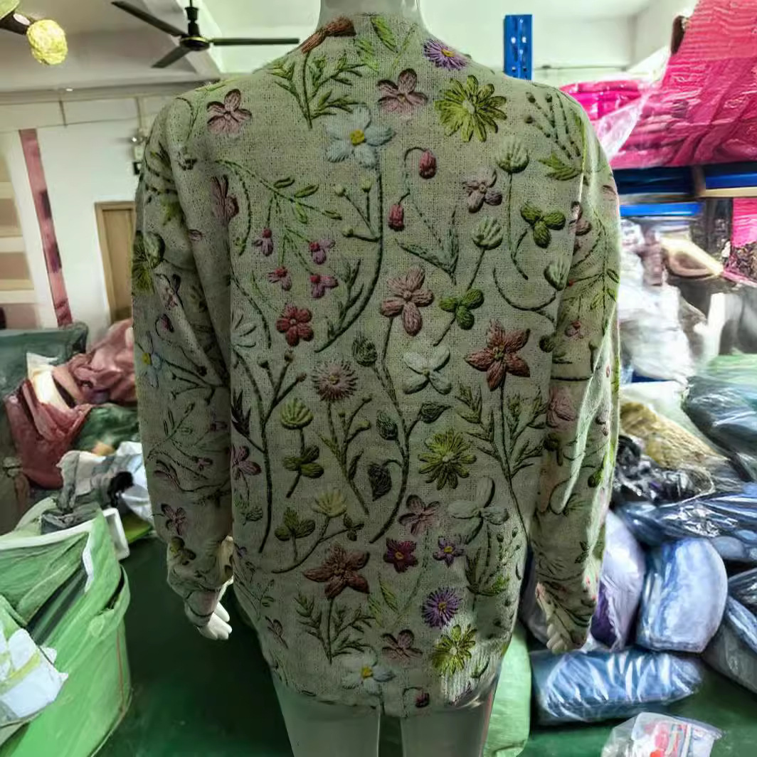 Pull femme imprimé en 3D avec capuche à motifs, haut en maille à manches longues ample et décontracté_voghion.com