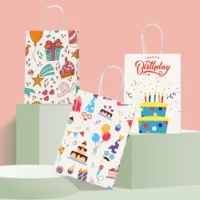 Фабрика прямых продаж цветной печатный крафт-бумажный пакет Amazon для внешней торговли исключительно на день рождения подарочный пакет крафт-бумага руки