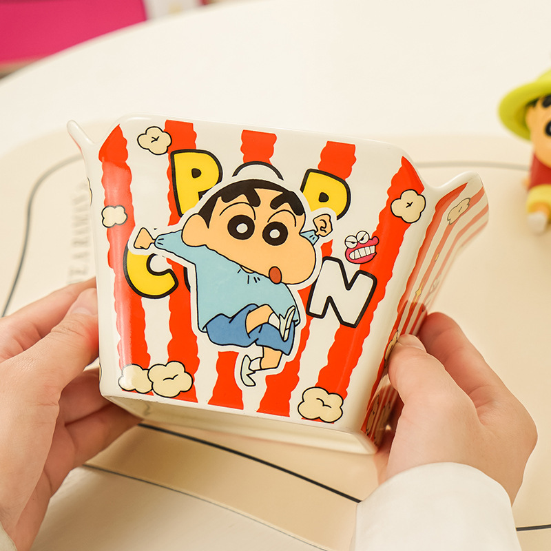 クレヨンしんちゃん漫画セラミックスクエアフライドポテトボウル高価値小さくて新鮮でかわいい子供用食器ポップコーンボウル|undefined