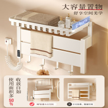 智能恆溫電熱毛巾架置物架浴室衛生間烘干架雙層可折疊太空鋁材質