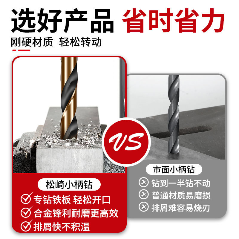 小型ハンドルツイストドリルビット、ハンド電動ドリル、ステンレス鋼穴あけ専用ストレートハンドル、高硬度合金ドリル鋼穴あけ14mm|undefined