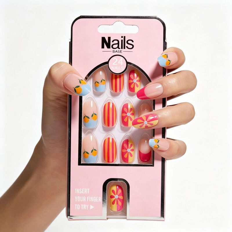 Cross-border color-block nail art, summer dopamine-inspired lemon nail stickers, European and American trendy designs, handmade nail art Cross-border color-block nail art, summer dopamine-inspired lemon nail stickers, European and American trendy designs, handmade nail art