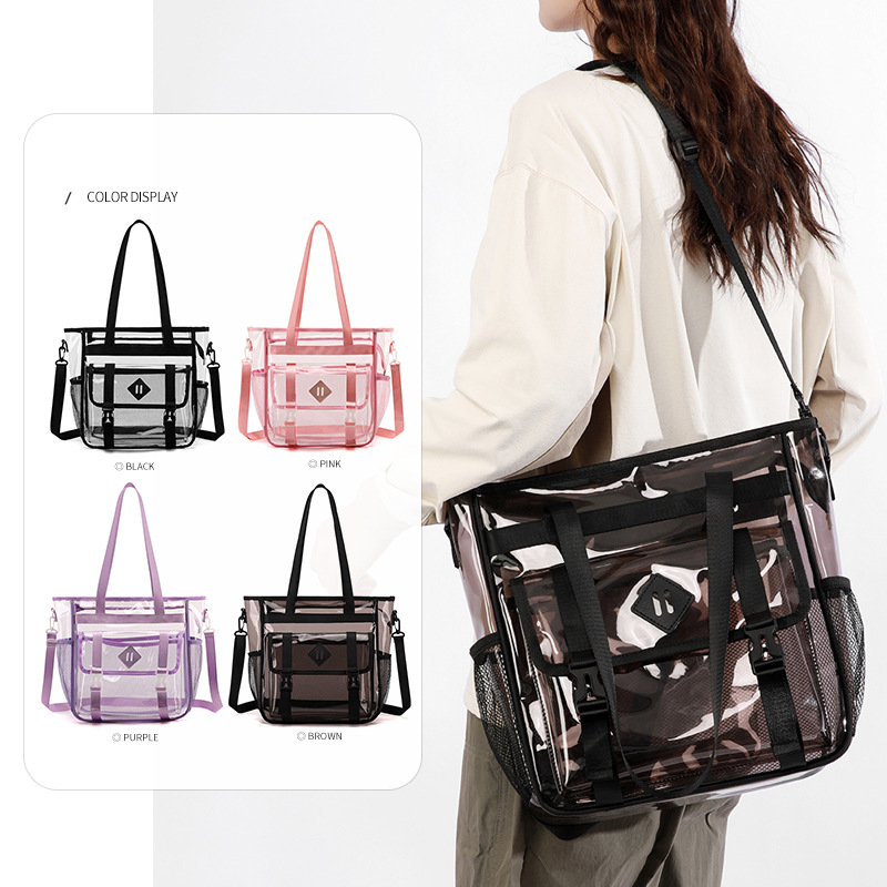 Cross-Border Amazon Pvc Transparent Beach Bag, Wet and Dry Separation Transparent Travel Bag for Seaside Vacation, Concert Pvc Bag