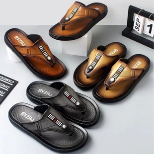 2024 summer new flip-flops non-slip flip-toe drag fashion beach shoes men's flip-flops