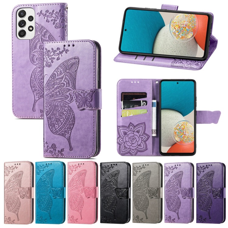 Applicable to A13 A23 A33 A53 A73 M23 A03/CORE A03S A52A72 Butterfly leather case Applicable to A13 A23 A33 A53 A73 M23 A03/CORE A03S A52A72 Butterfly leather case