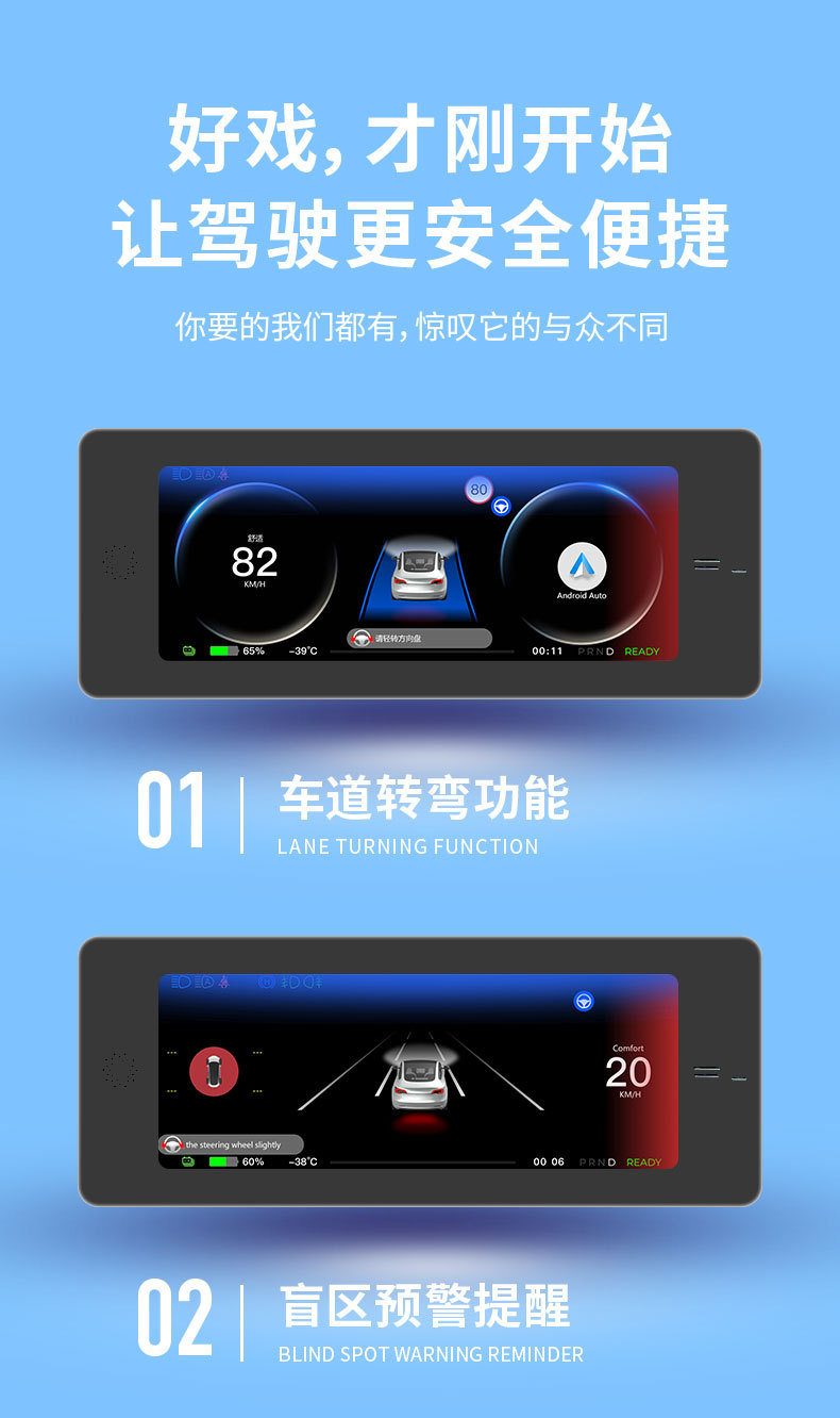Suitable for Tesla Model Y/3 Smart Instrument Panel, Mobile Phone Carplay Navigation Ui Interface, Large Screen Connectivity