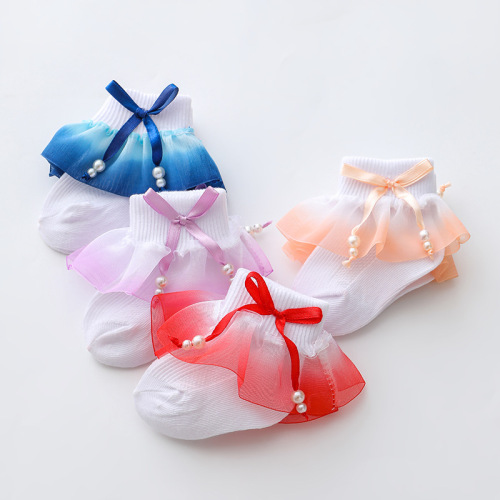 Baby Socks Spring and Autumn Newborn Baby Infant Socks Cute Super Cute Butterfly Knot Edge Girls' Socks 