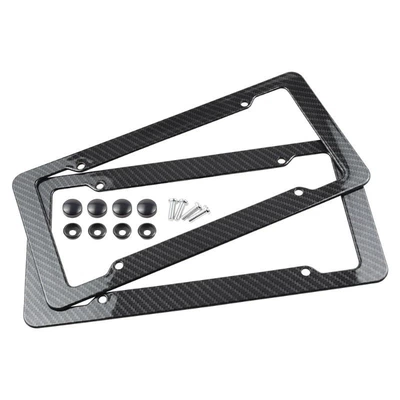 New Carbon Fiber Pattern Plastic Abs License plate holder/license plate holder - 2-pack-with-2-packs-of-screws