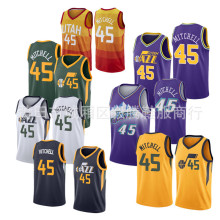 批发外贸球衣 新款45号米切尔篮球服 Jazz Mitchell Jerseys