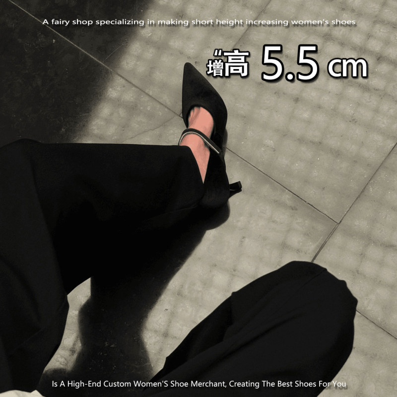 In Stock~2026 Summer French-Style Pointed-Toe Shallow Strap Stiletto Sandals That Increase Height by 5.5cm, Make Legs Look Longer, and Feature Thin Heels